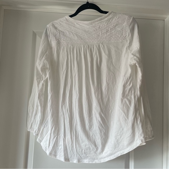 Lucky Brand white embroidered 3/4 sleeve top size Large - Picture 4 of 7